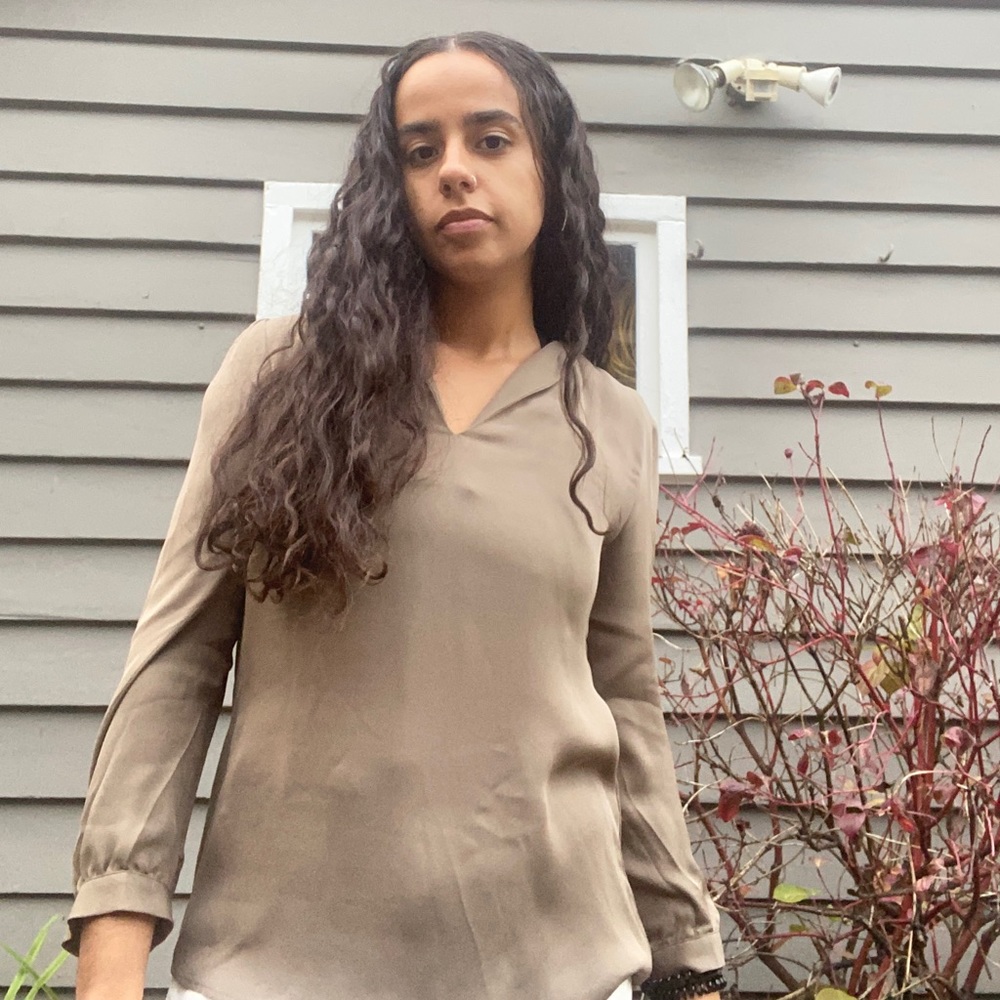 Joie - Taupe Silk Blouse